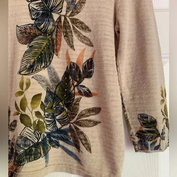 Vintage 90s Y2K Alfred Dunner Beaded Top PS Floral Cottagecore Ramie Cotton - Picture 14 of 14